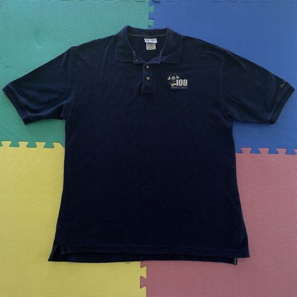 Vintage Walt Disney World Mickey 100 Years of Magic Embroidered Navy Blue Polo L - Picture 2 of 7